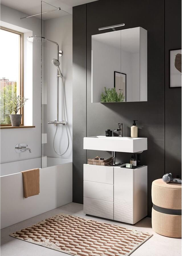 Welltime Spiegelkast BIEL TOPSELLER! breedte 60 cm 2 deuren 2 legplanken 3 vakken (1 stuk) - Foto 6