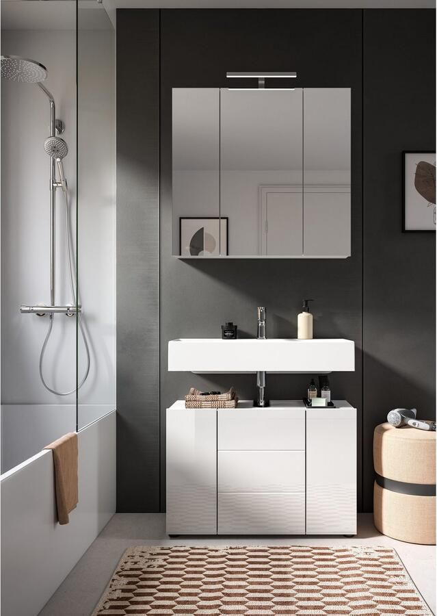 Welltime Spiegelkast BIEL TOPSELLER! breedte 82 cm 3 deuren 6 legplanken 9 vakken (1 stuk) - Foto 8