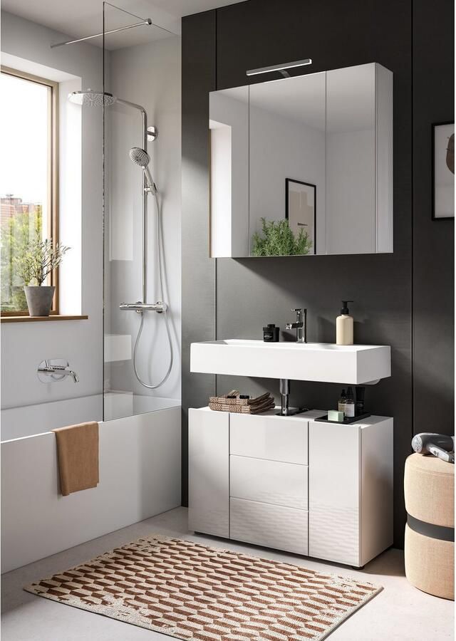 Welltime Spiegelkast BIEL TOPSELLER! breedte 82 cm 3 deuren 6 legplanken 9 vakken (1 stuk) - Foto 6