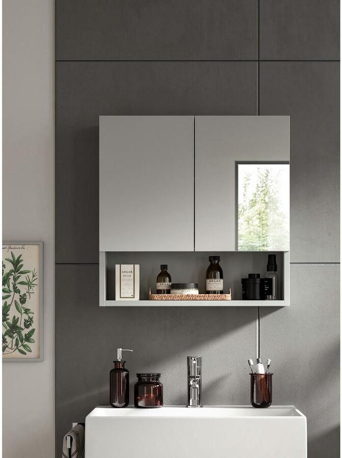 Welltime Spiegelkast Calcio breedte 55 cm 2 spiegeldeuren 1 plank 3 vakken - Foto 3