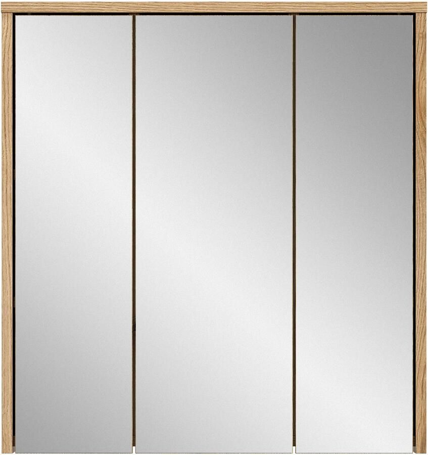 Welltime Spiegelkast Kayu breedte 64 cm 3 spiegeldeuren 6 planken