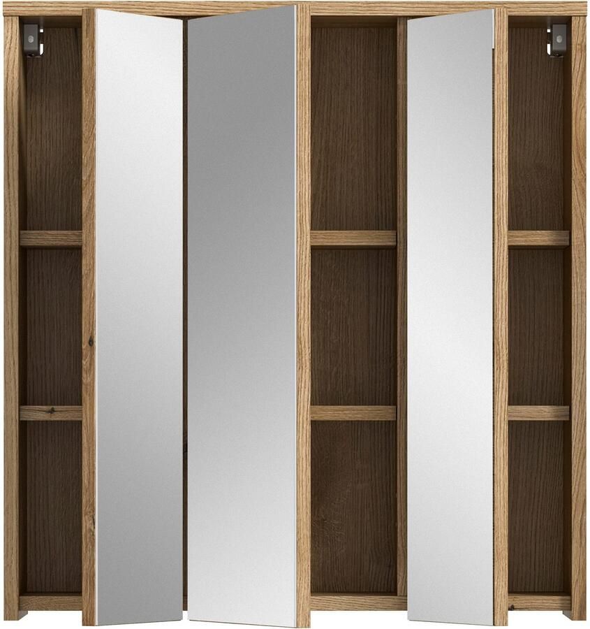 Welltime Spiegelkast Kayu breedte 64 cm 3 spiegeldeuren 6 planken - Foto 2