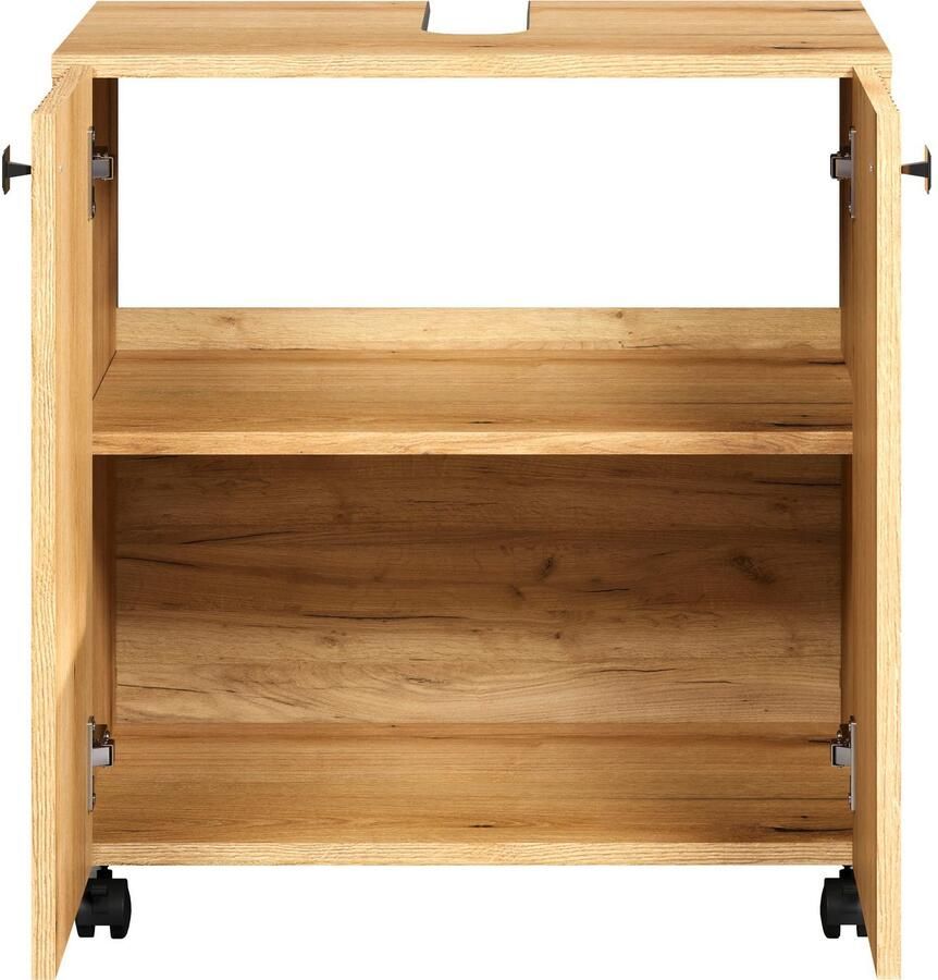 Welltime Wastafelonderkast Amrum BxHxD 60 x 64 x 42 cm wastafelonderkast eiken rillen-look - Foto 7