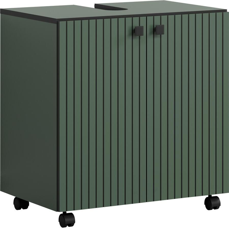 Welltime Wastafelonderkast Amrum BxHxD 60 x 64 x 42 cm wastafelonderkast eiken rillen-look - Foto 6