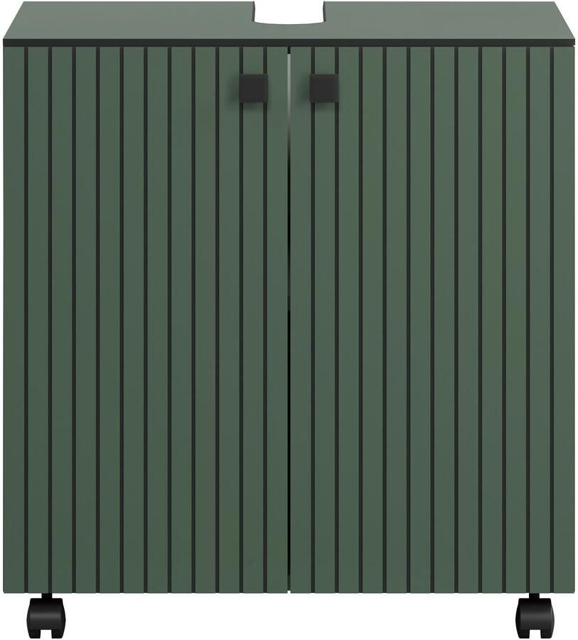 Welltime Wastafelonderkast Amrum BxHxD 60 x 64 x 42 cm wastafelonderkast eiken rillen-look - Foto 3