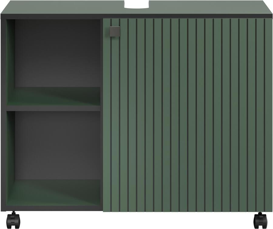 Welltime Wastafelonderkast Amrum BxHxD 80 x 64 x 42 cm wastafelonderkast eiken rillen-look (1 stuk) - Foto 6