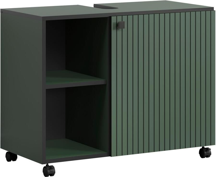 Welltime Wastafelonderkast Amrum BxHxD 80 x 64 x 42 cm wastafelonderkast eiken rillen-look (1 stuk) - Foto 3