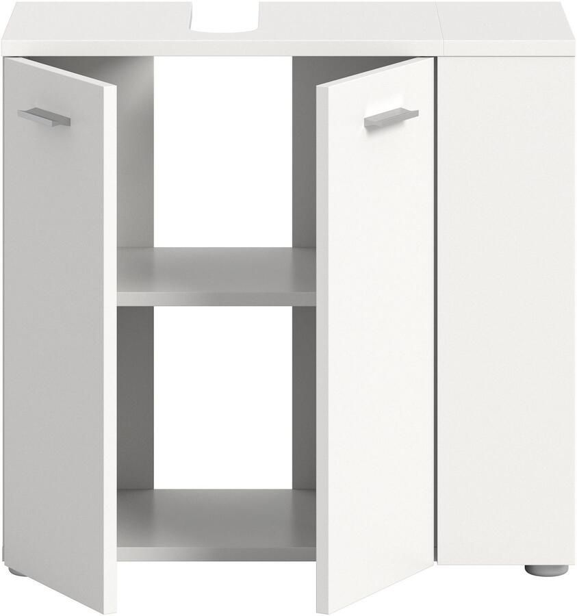 Welltime Wastafelonderkast Breedte 65cm met zijrek 2 deuren 4 vakken Wastafel onderkast kast badkast badkamerkast - Foto 2