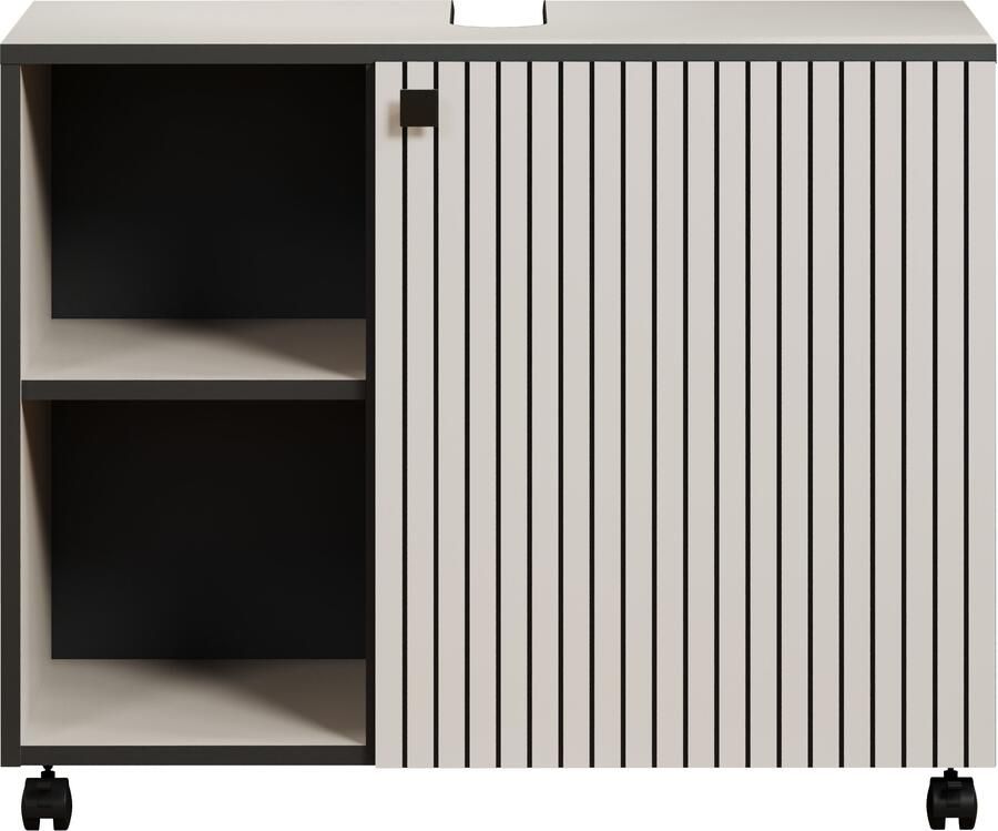 Welltime Wastafelonderkast BxHxD 80 x 64 x 42 cm wastafelonderkast eiken rillen-look - Foto 6