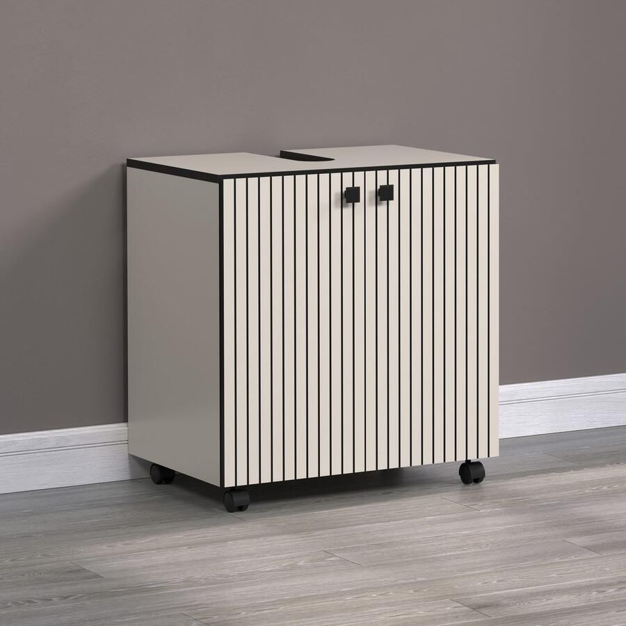 Welltime Wastafelonderkast BxHxD 80 x 64 x 42 cm wastafelonderkast eiken rillen-look