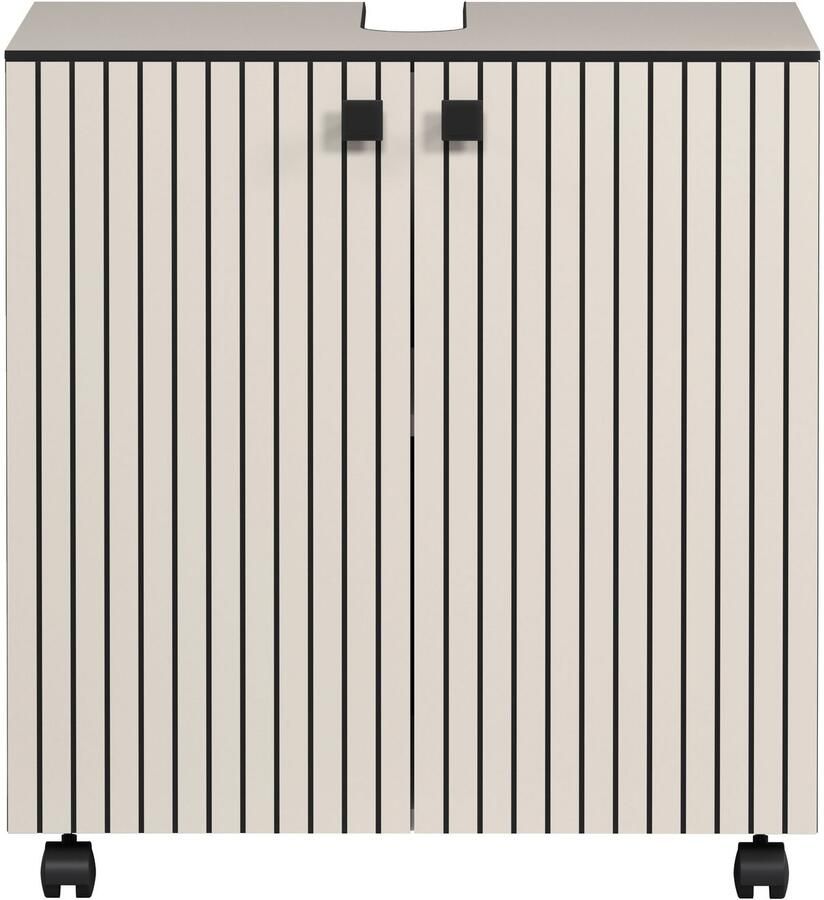 Welltime Wastafelonderkast BxHxD 80 x 64 x 42 cm wastafelonderkast eiken rillen-look - Foto 3