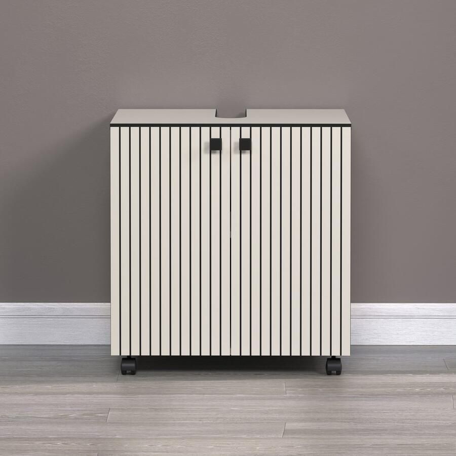 Welltime Wastafelonderkast BxHxD 80 x 64 x 42 cm wastafelonderkast eiken rillen-look - Foto 2