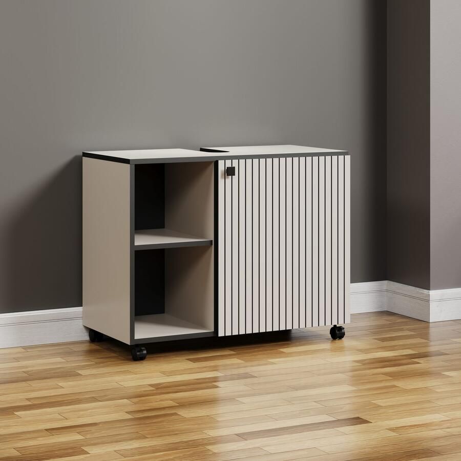 Welltime Wastafelonderkast BxHxD 80 x 64 x 42 cm wastafelonderkast eiken rillen-look