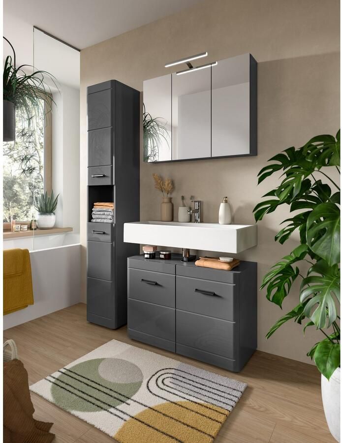 Welltime Spiegelkast Doux breedte 80 cm 3 spiegeldeuren 6 planken 9 vakken - Foto 3