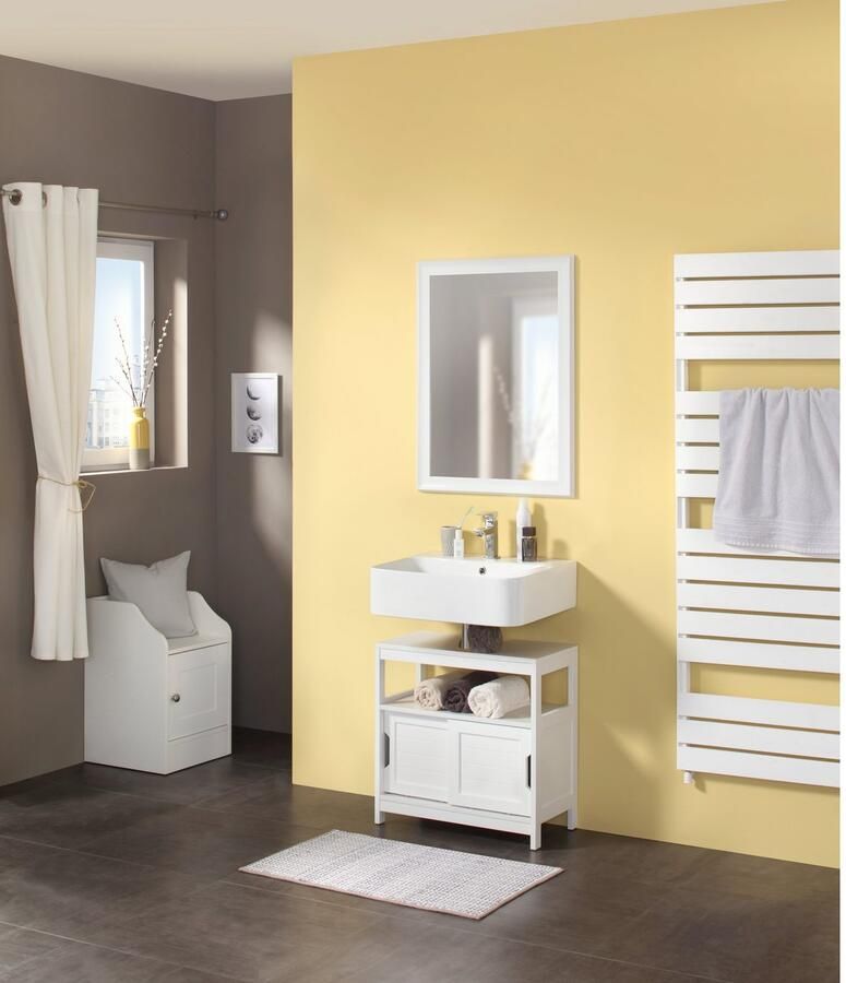 Welltime Wastafelonderkast Hamburg Badkamermeubel met schuifdeuren planchet en sifonuitsparing (set) - Foto 2