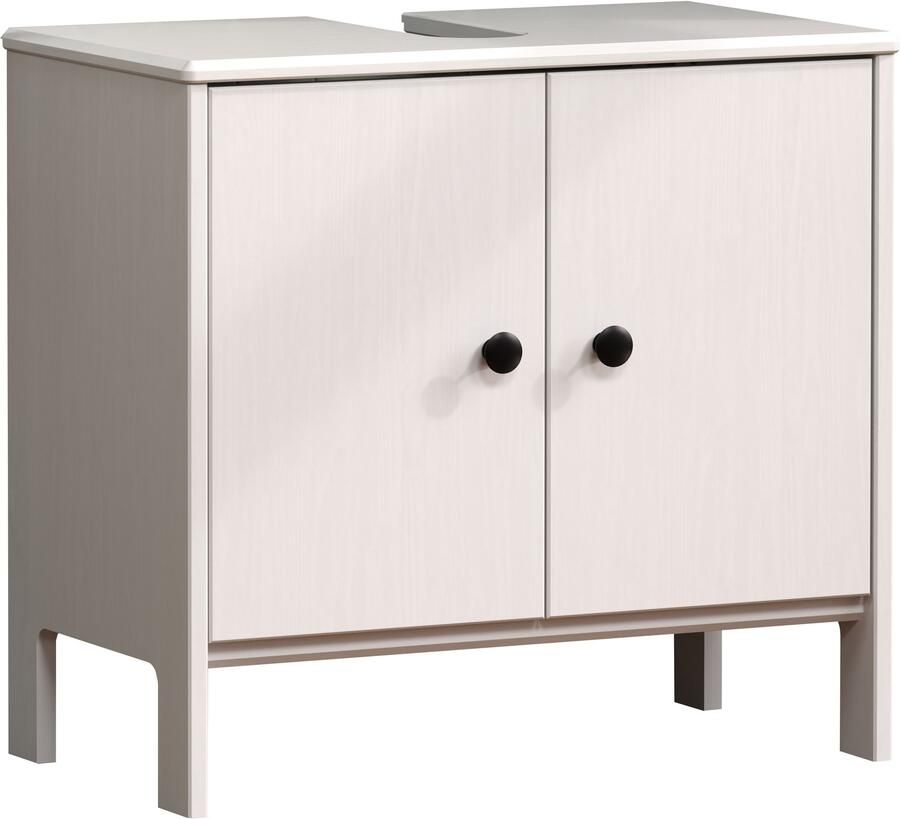 Welltime Wastafelonderkast Kall Wastafel van massief grenenhout in wit of bruin (honingkleur) (1 stuk)