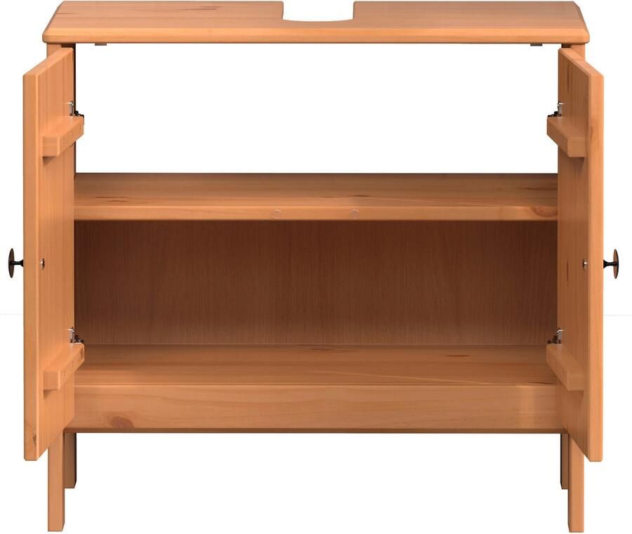 Welltime Wastafelonderkast Kall Wastafel van massief grenenhout in wit of bruin (honingkleur) (1 stuk) - Foto 7