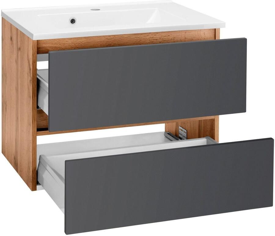 Welltime Wastafelonderkast Lucca Badkamermeubel wastafelonderkast inclusief wasbak breedte 60 cm