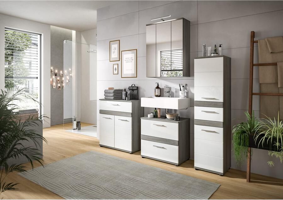 Welltime Halfhoge kast LUCCA TOPSELLER! Hoogte 79 cm 2 deuren 1 lade 1 legplank - Foto 4