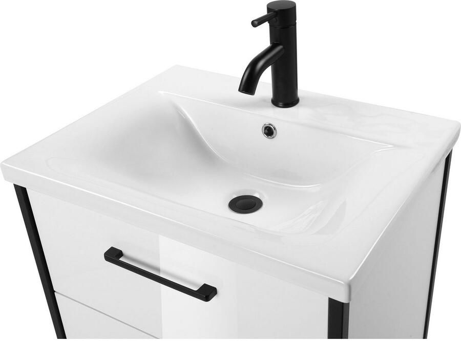 Welltime Wastafelonderkast Paris Breedte 60 cm badkamermeubel loft design metaal inclusief wasbak - Foto 4