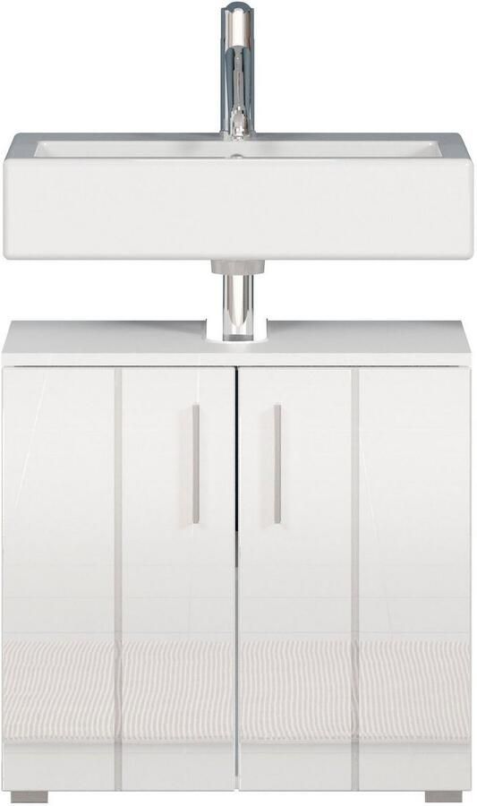 Welltime Wastafelonderkast Praag Wastafel in hoogglans wit 60 34 58 cm Sifonuitsparing 7 24 cm (1 stuk) - Foto 7