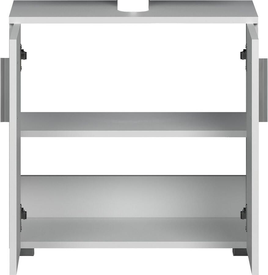 Welltime Wastafelonderkast Praag Wastafel in hoogglans wit 60 34 58 cm Sifonuitsparing 7 24 cm (1 stuk) - Foto 3