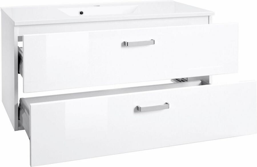 Welltime Wastafelonderkast Ravenna Badkamermeubel wastafelonderkast inclusief wasbak breedte 100 cm soft-closetechniek - Foto 7