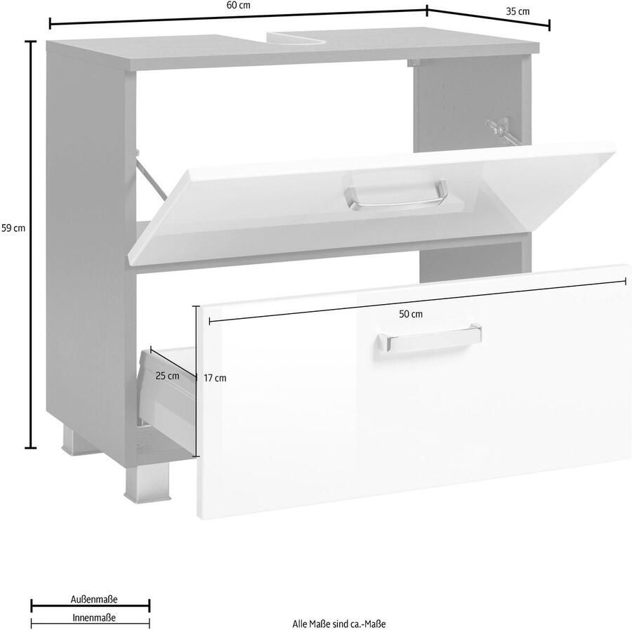 Welltime Wastafelonderkast Ravenna Breedte 60 cm met soft-closefunctie