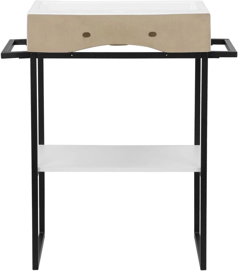 Welltime Wastafelonderkast Stockholm Badkamermeubels metaallook incl. wasbak breedte 60 cm wastafel - Foto 2
