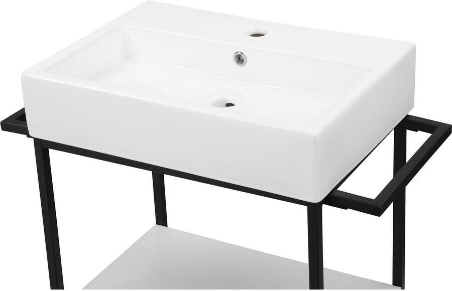 Welltime Wastafelonderkast Stockholm Badkamermeubels metaallook incl. wasbak breedte 60 cm wastafel - Foto 5