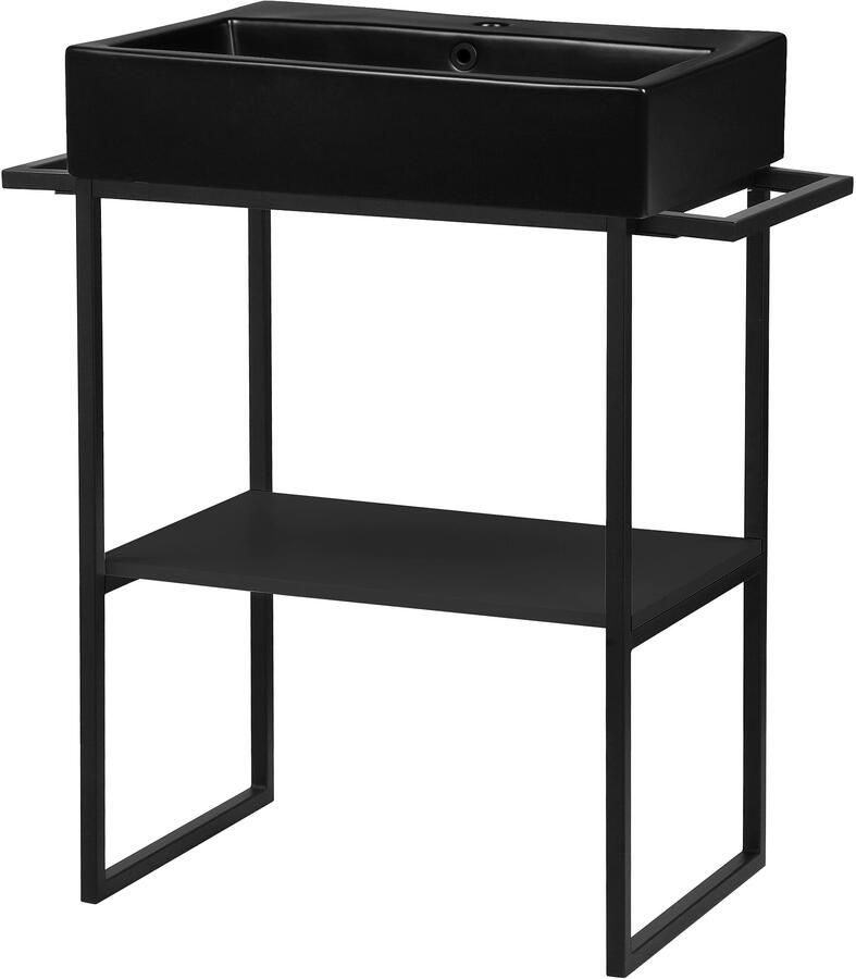 Welltime Wastafelonderkast Stockholm Badkamermeubels metaallook incl. wasbak breedte 60 cm wastafel