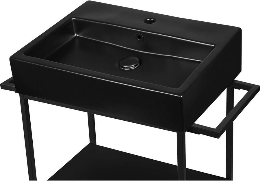 Welltime Wastafelonderkast Stockholm Badkamermeubels metaallook incl. wasbak breedte 60 cm wastafel - Foto 6
