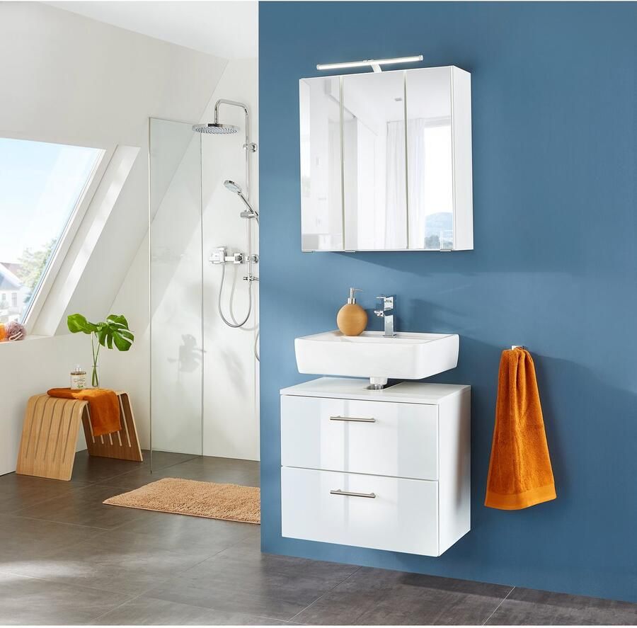 Welltime Wastafelonderkast Trento in verschillende designs en kleuren Badkamermeubel breedte 60 cm wastafelkast met poten Made in Germany - Foto 2