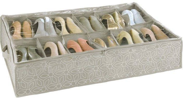 Wenko Onderbedlade Modell Balance Opbergdoos voor 12 paar schoenen met venster en rits