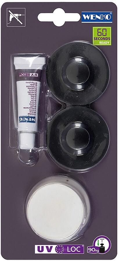 Wenko Bad bevestingsset UV-Loc 5-delig passend voor uv-loc badaccessoires bevestigen zonder boren (set)