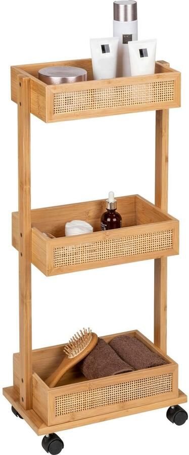 Wenko Badkamerrekje Allegre Wagen van bamboe en rotan - Foto 10