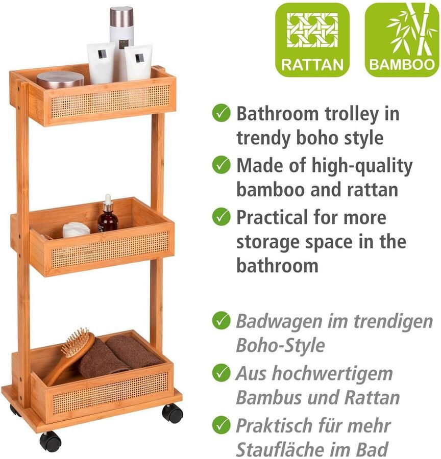 Wenko Badkamerrekje Allegre Wagen van bamboe en rotan - Foto 4