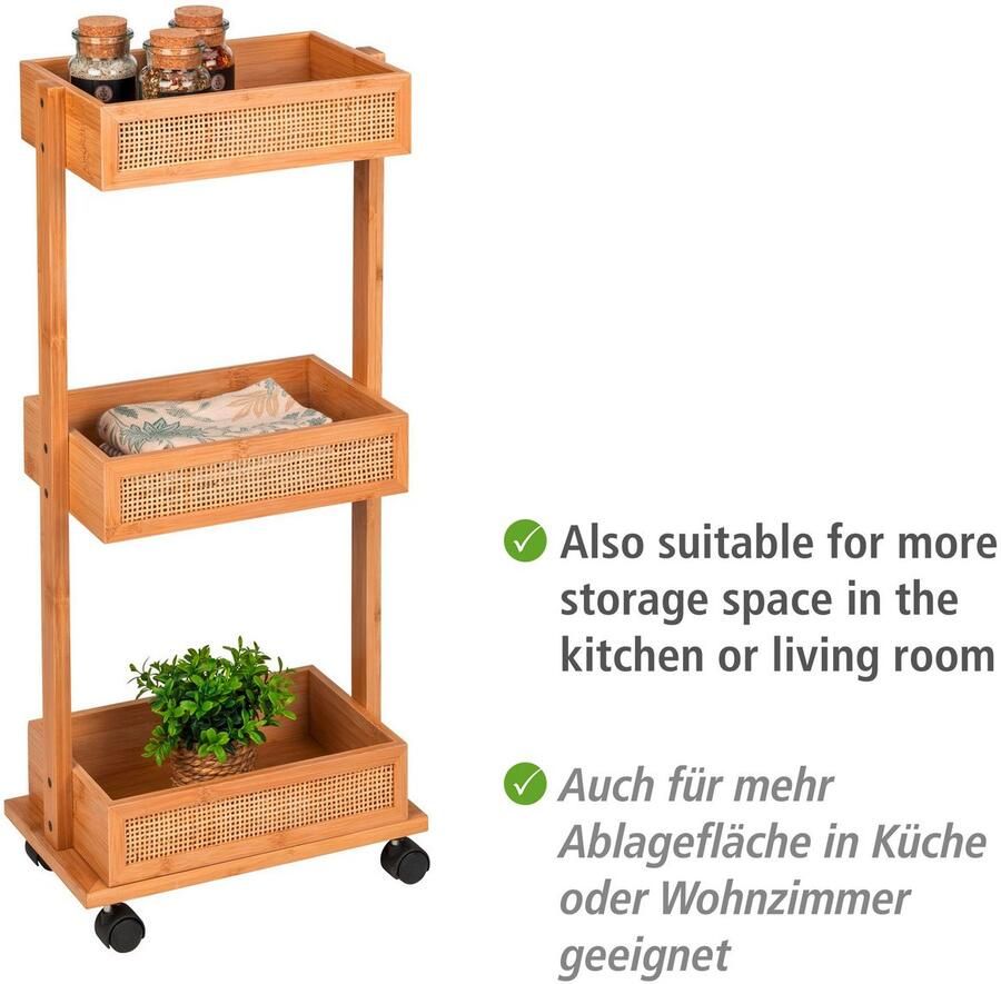 Wenko Badkamerrekje Allegre Wagen van bamboe en rotan - Foto 3