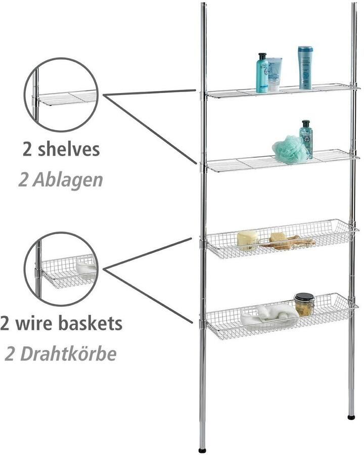 Wenko Badkamerrekje Ellera telescooprek 2 legplanken 2 manden - Foto 4