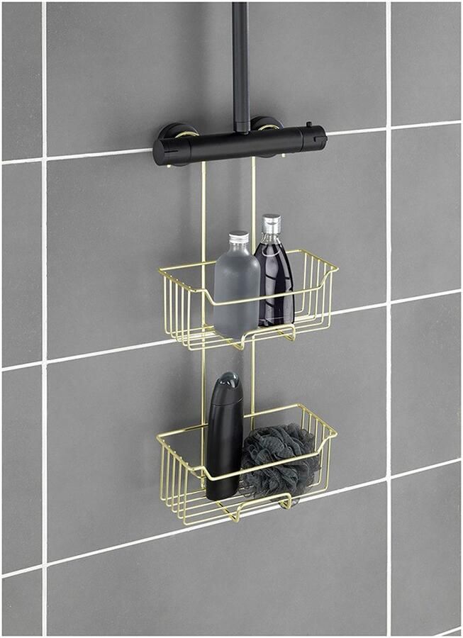 Wenko Badkamerrekje Modell Milo 2 etages om in te hangen zonder boren roestvrij staal - Foto 3