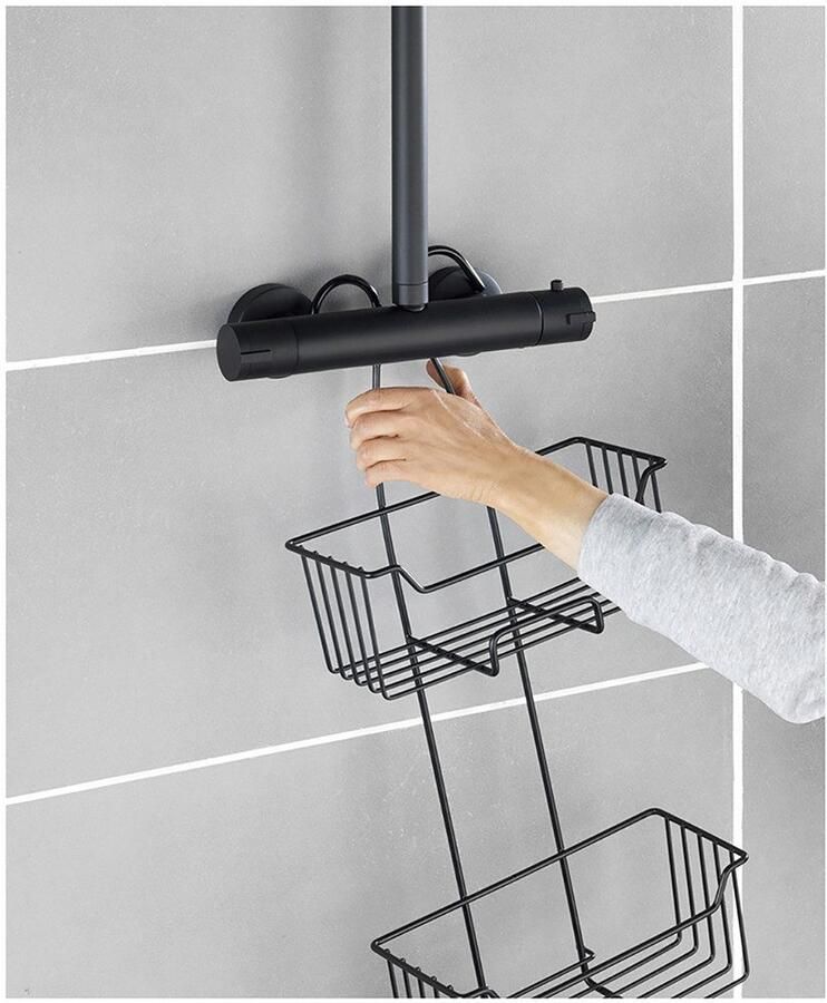 Wenko Badkamerrekje Modell Milo Douche-caddy 2 etages om in te hangen zonder boren roestvrij staal - Foto 3