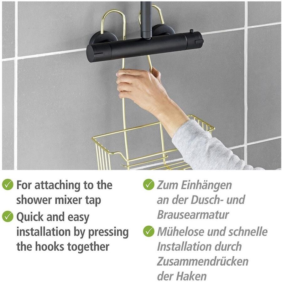 Wenko Badkamerrekje Modell Milo Douche-caddy om in te hangen zonder boren rek van roestvrij staal