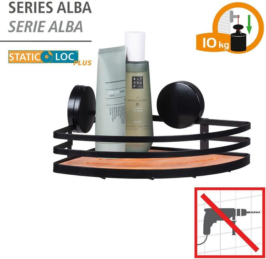 Wenko Badkamerrekje Static-Loc Alba Hoekrek bevestigen zonder boren - Foto 4