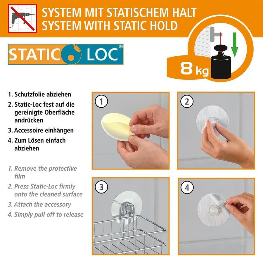 Wenko Badkamerrekje Static-Loc Osimo Bevestigen zonder boren - Foto 4