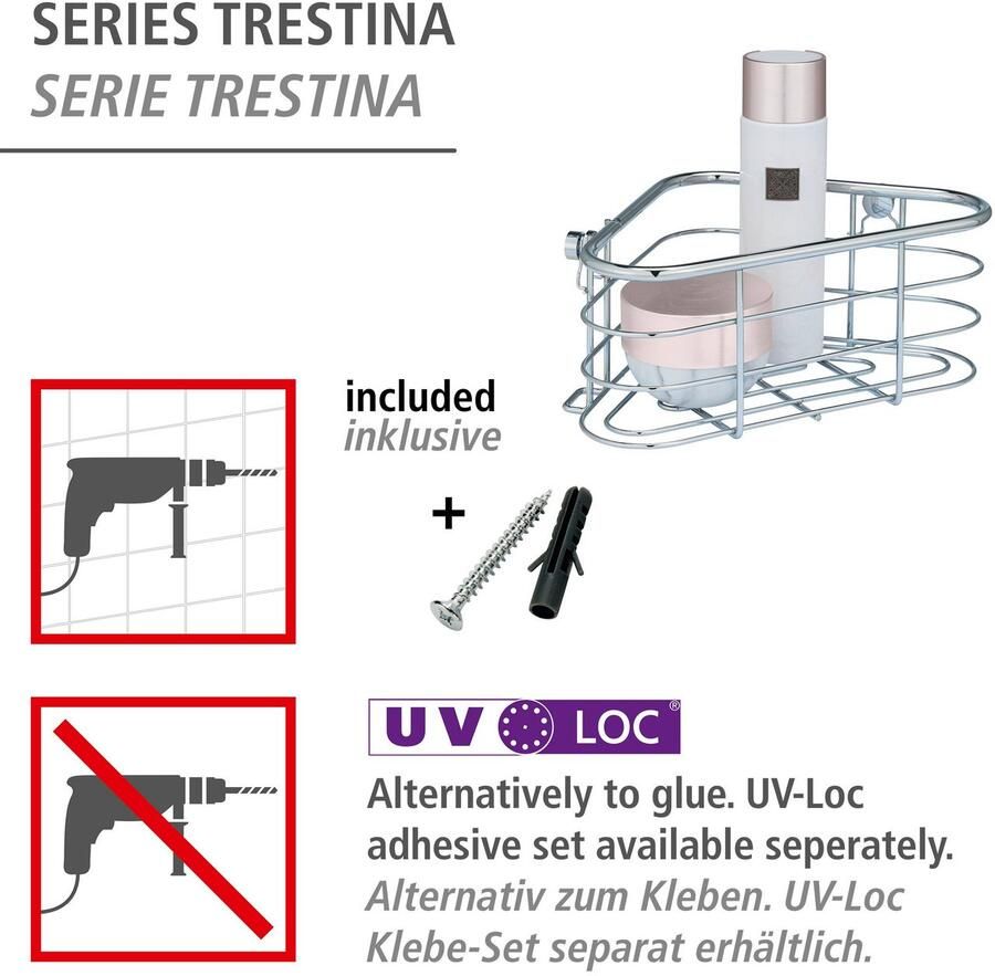 Wenko Badkamerrekje Trestina Hoekrek van edelstaal - Foto 5