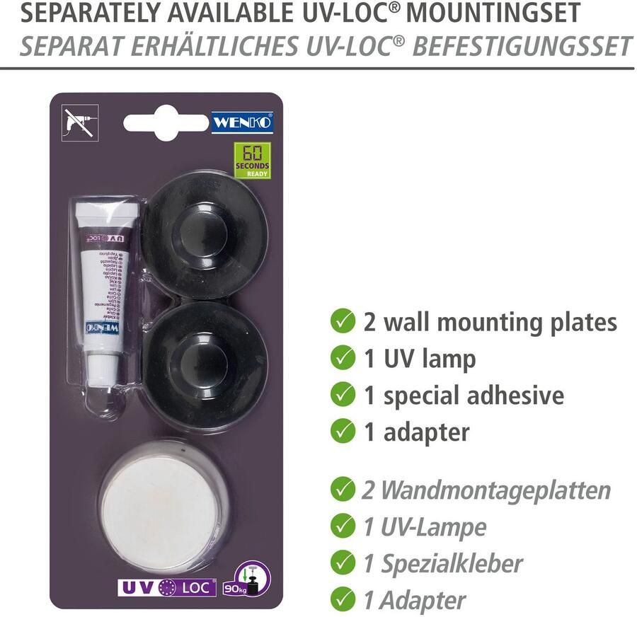 Wenko Badkamerrekje Trestina voor wandmontage van edelstaal - Foto 5