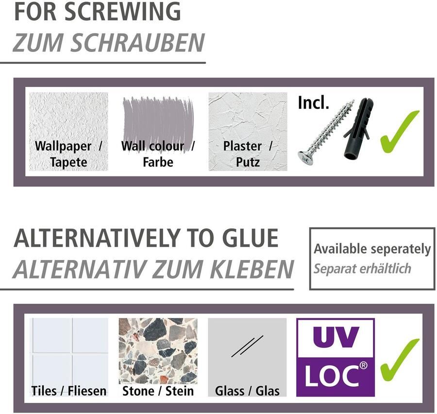 Wenko Badkamerrekje Trestina voor wandmontage van edelstaal - Foto 7