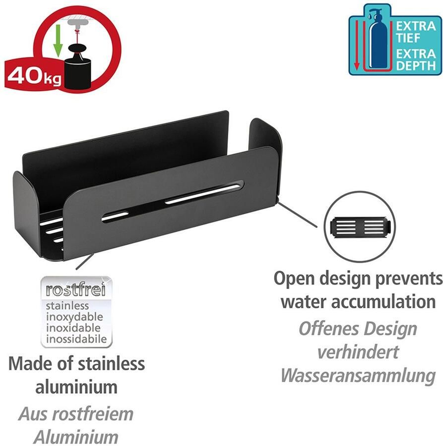 Wenko Badkamerrekje Turbo-Loc model Bivio van aluminium voor shampoo roestvrij bevestiging zonder boren - Foto 2