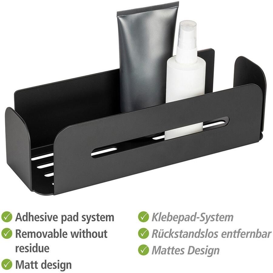 Wenko Badkamerrekje Turbo-Loc model Bivio van aluminium voor shampoo roestvrij bevestiging zonder boren