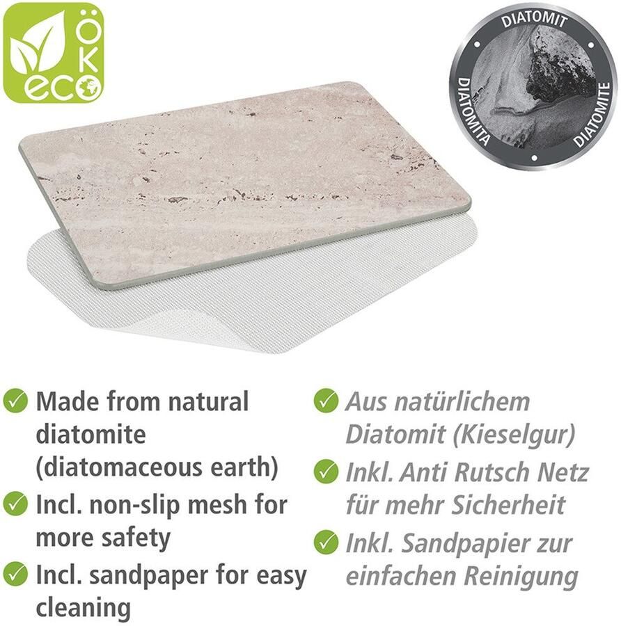 Wenko Badmat Model Puna antislip sterk waterabsorberend van kiezelgur (1 stuk)